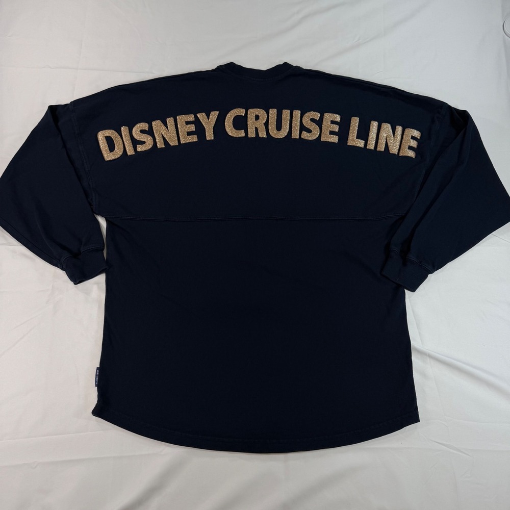Disney Cruise Line Spirit Jersey Navy Blue Rose Gold Glitter Mickey Logo XS - Picture 3 of 10